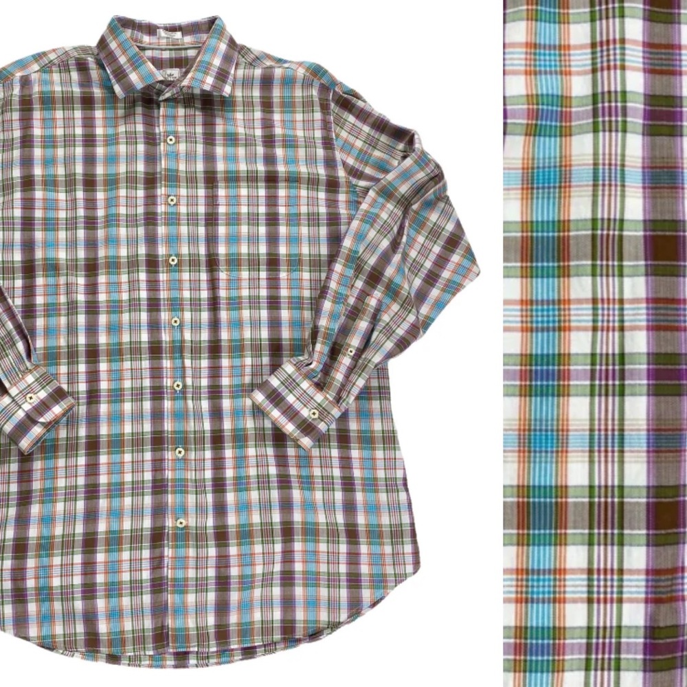 Peter Millar Plaid Button Down Shirt Sz. XL Cotton